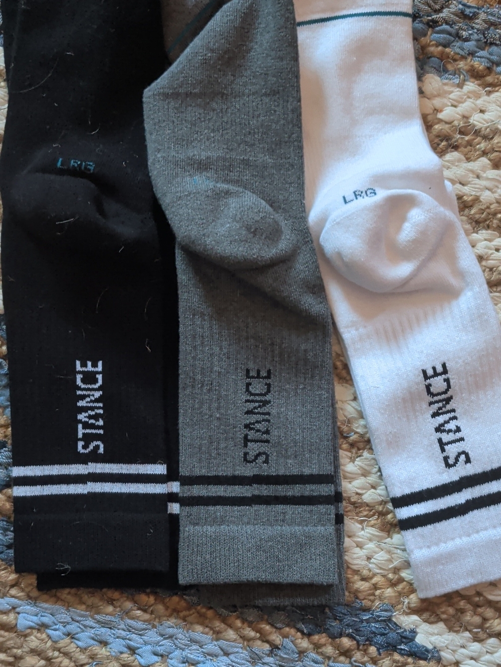🌸🌸Stance Men's Crew Socks - Black, Gray & White - Picture 4 of 4